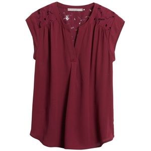 Navy blue lace back blouse